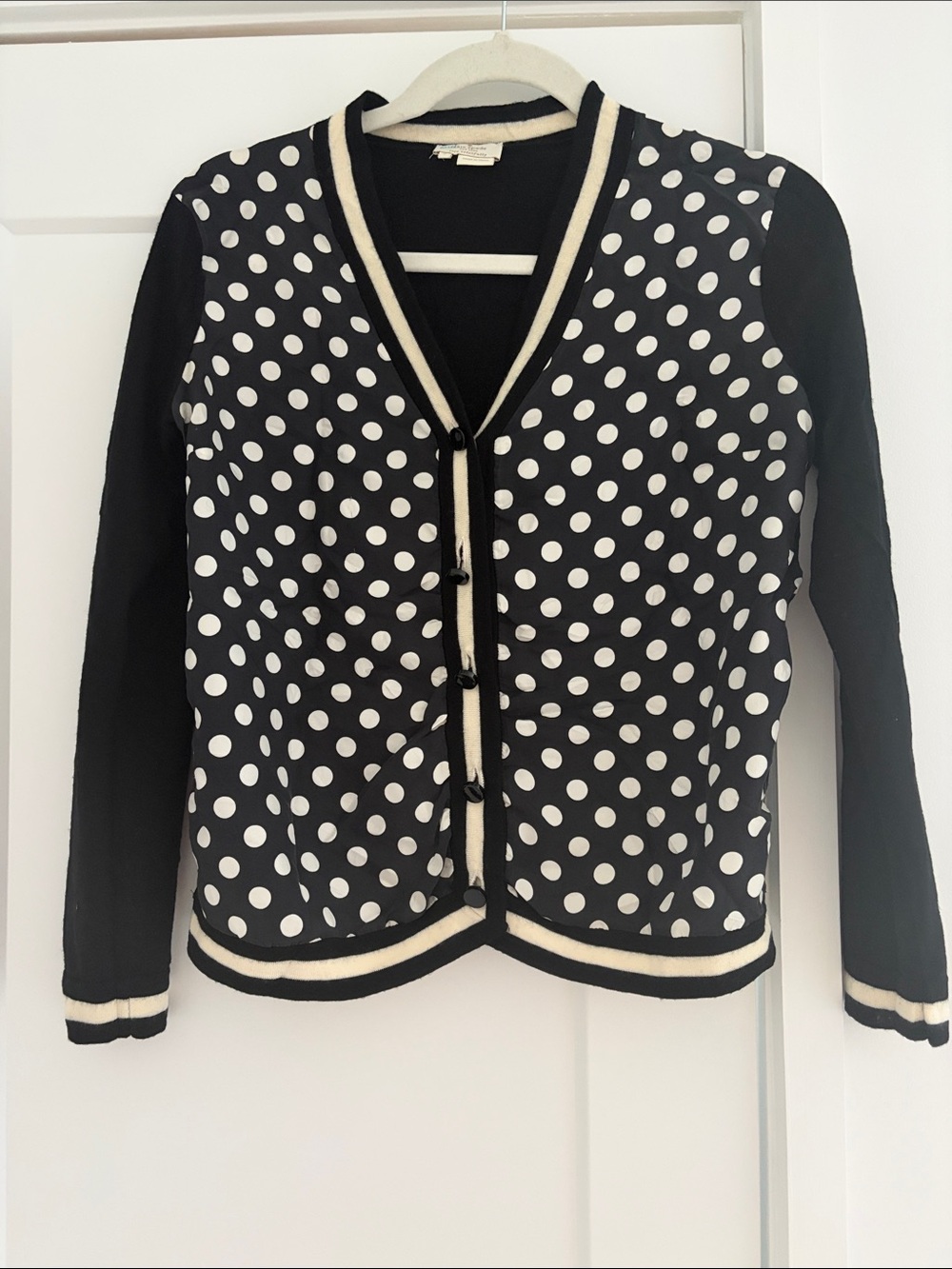 Kate Soade Black & White Polka Dot Button Cardigan